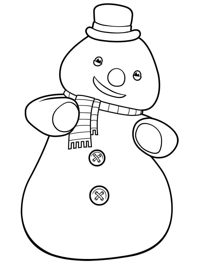 Dibujo de Muñeco de nieve con bufanda y sombrero de copa para colorear Dibujo de Muñeco de nieve con bufanda y sombrero de copa para colorear
