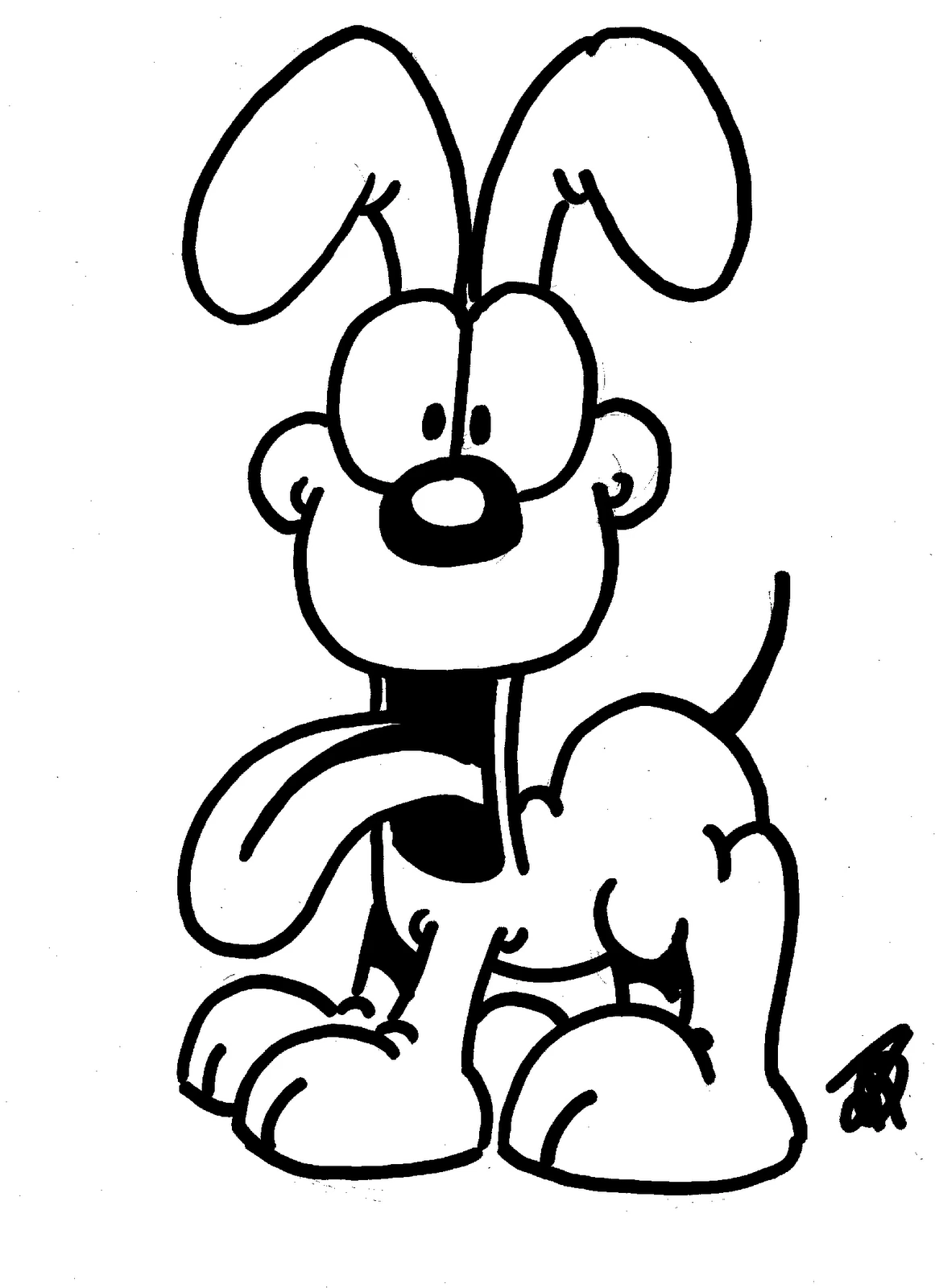 Dibujo de Odie de pie con la lengua fuera para colorear