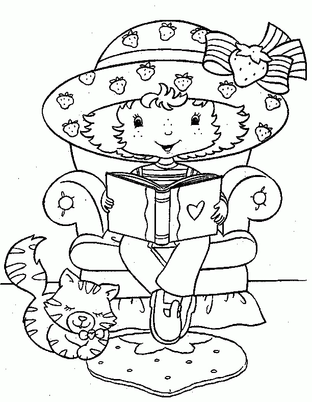 Dibujo de Glimmerberry Ball leyendo un libro en un sillón para colorear Dibujo de Glimmerberry Ball leyendo un libro en un sillón para colorear