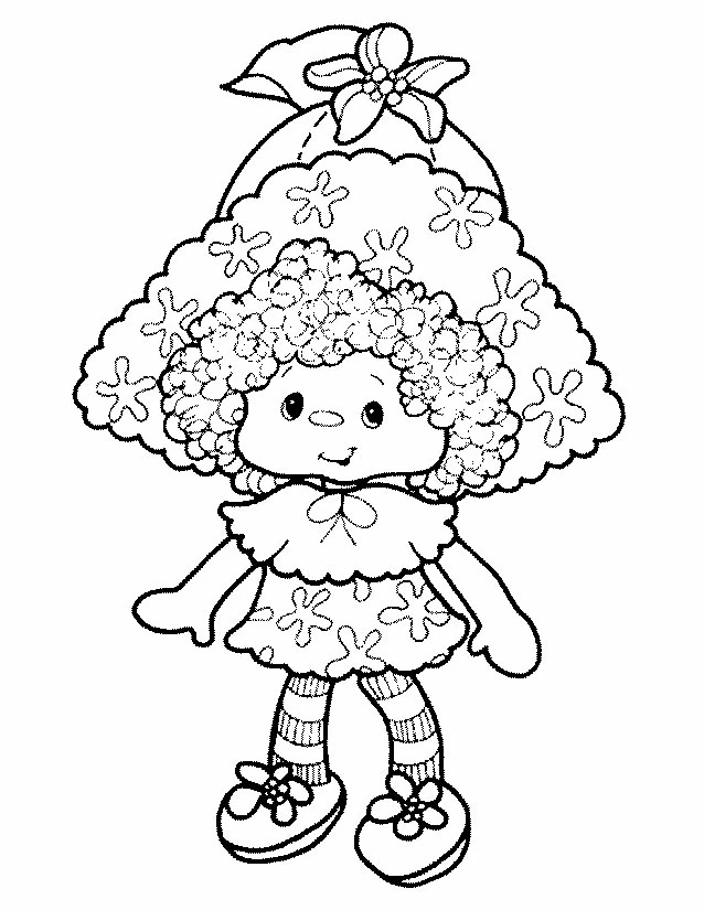 Dibujo de Glimmerberry Ball con gran gorro y cabello rizado para colorear