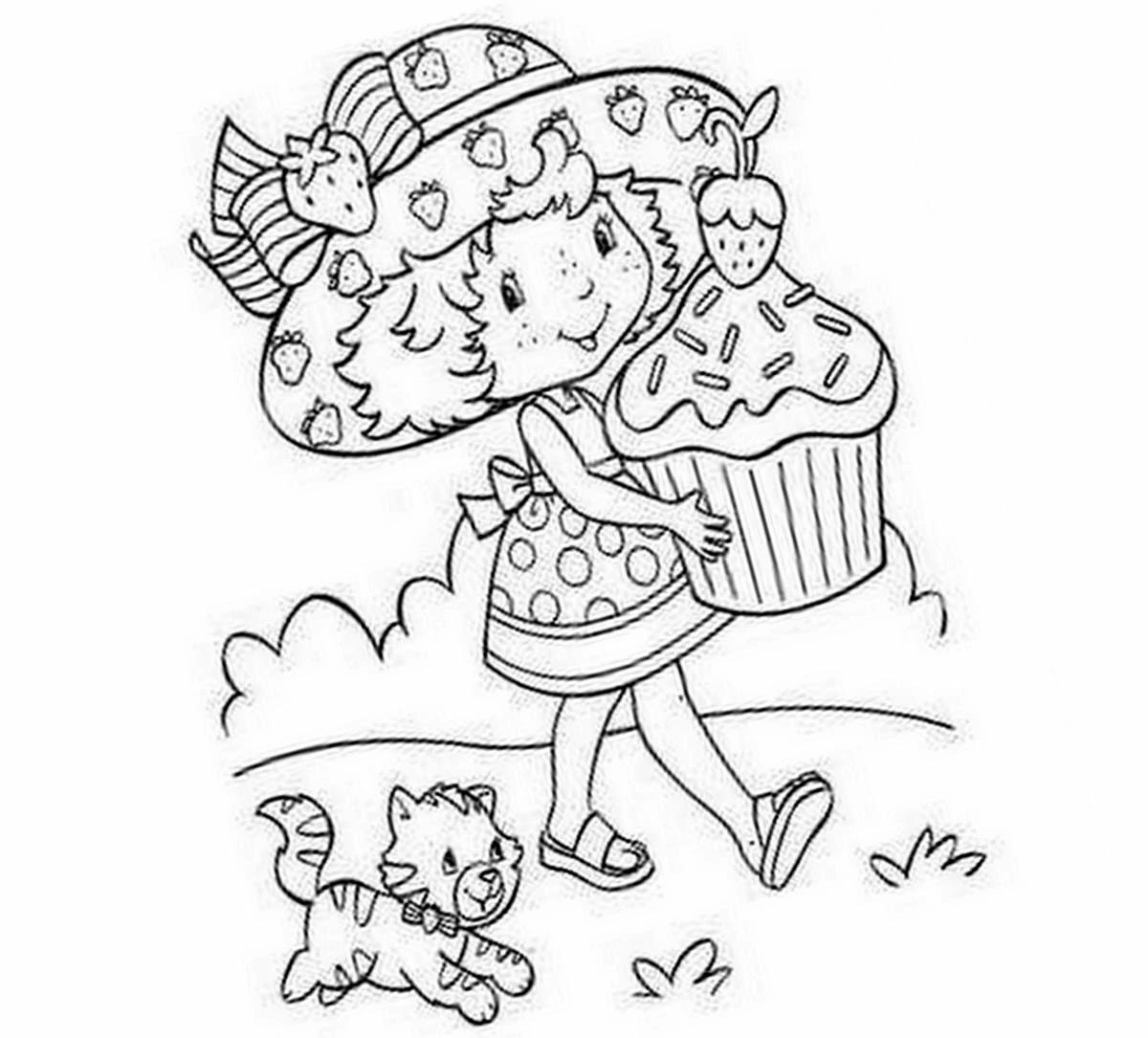 Dibujo de Glimmerberry Ball con un enorme cupcake para colorear