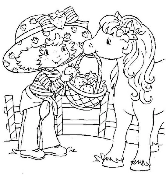 Dibujo de Glimmerberry Ball ofreciendo una fresa a un poni para colorear