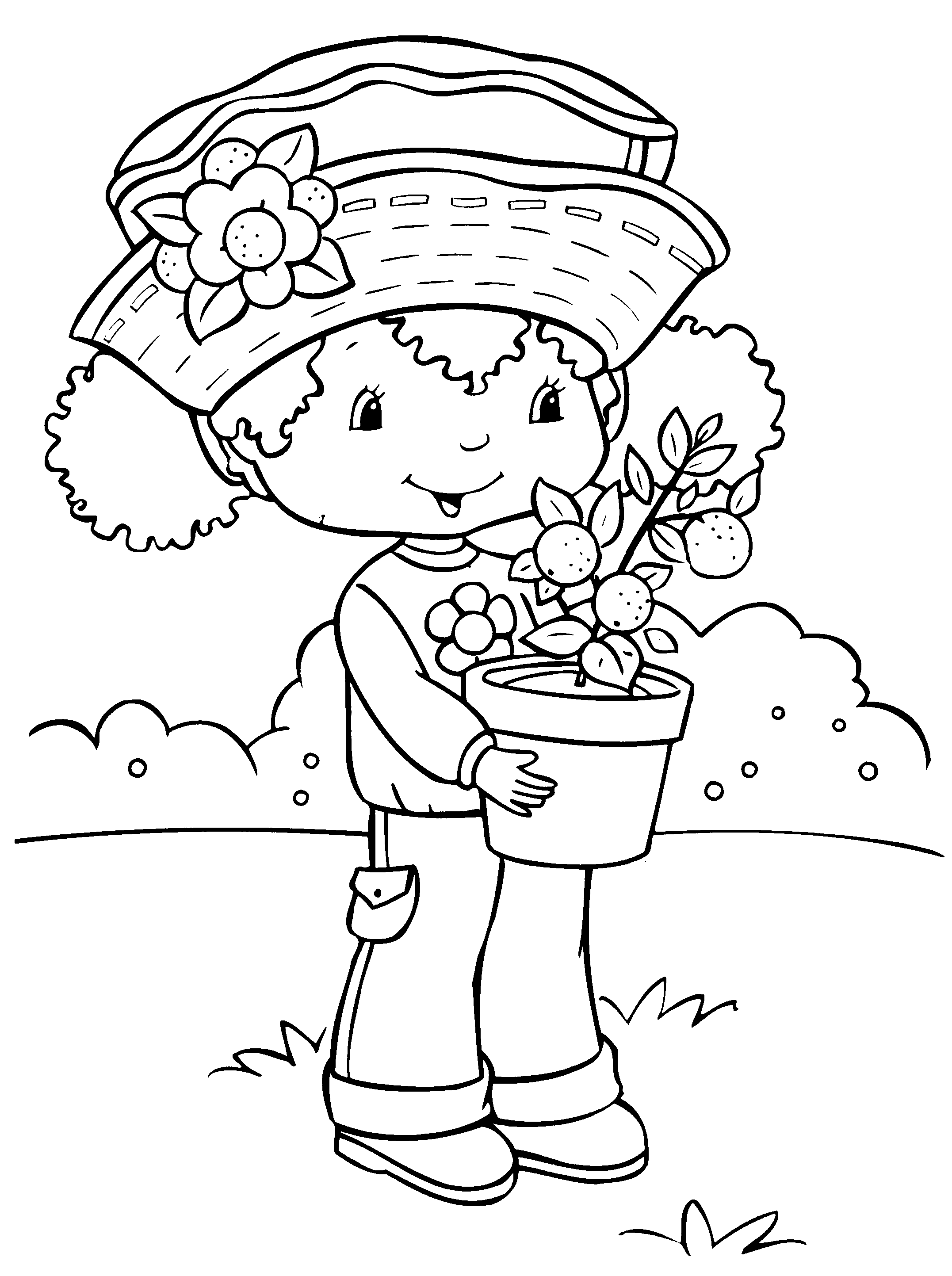 Dibujo de Glimmerberry Ball niña con una planta de bayas para colorear
