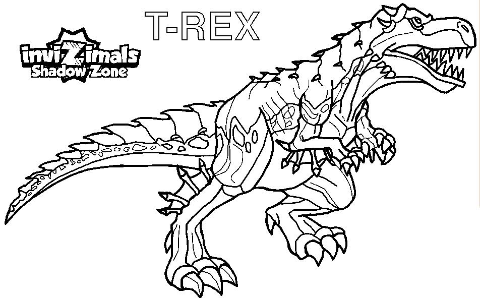 Dibujo de T-Rex Invizimals rugiendo para colorear