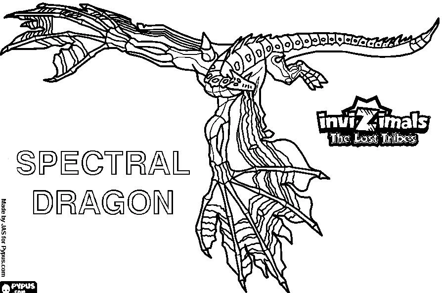 Dibujo de Spectral dragon de Invizimals en pleno vuelo para colorear