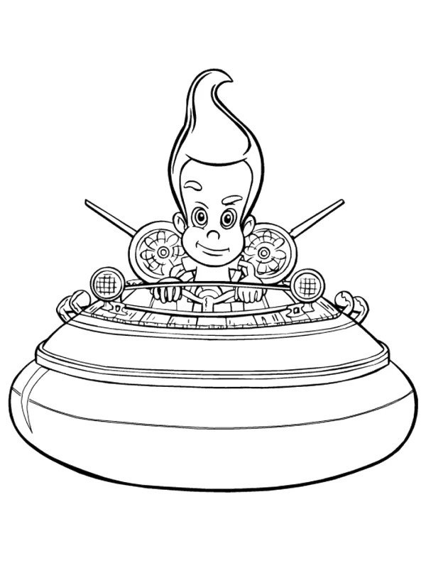 Dibujo de Jimmy Neutron conduciendo su vehículo volador para colorear Dibujo de Jimmy Neutron conduciendo su vehículo volador para colorear