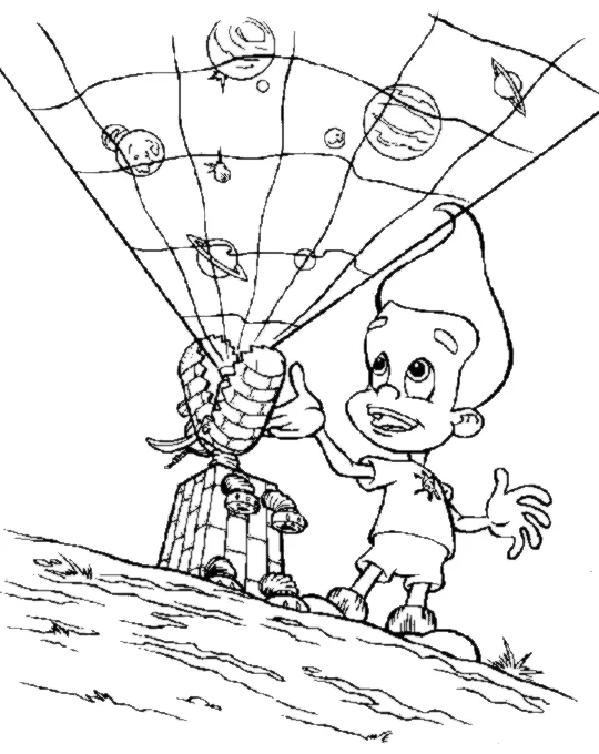 Dibujo de Jimmy Neutron señalando un mapa estelar proyectado para colorear Dibujo de Jimmy Neutron señalando un mapa estelar proyectado para colorear
