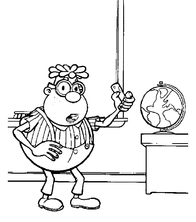 Dibujo de Jimmy Neutron profesor señalando la pizarra del aula para colorear Dibujo de Jimmy Neutron profesor señalando la pizarra del aula para colorear