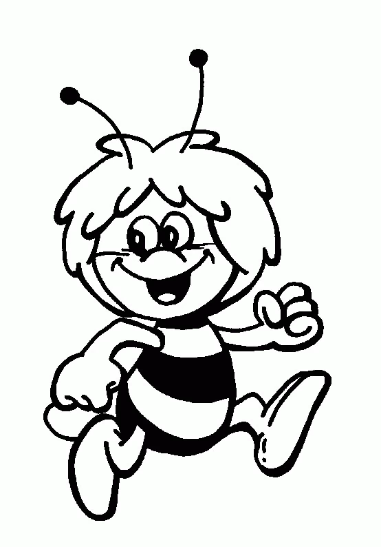 Dibujo de La Abeja Maya caminando alegremente para colorear Dibujo de La Abeja Maya caminando alegremente para colorear