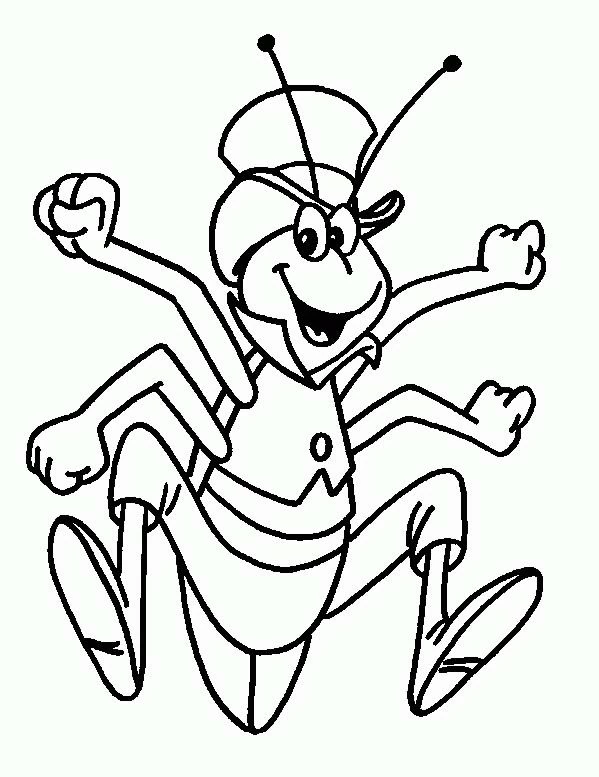 Dibujo de Personaje insecto corriendo con los brazos levantados para colorear Dibujo de Personaje insecto corriendo con los brazos levantados para colorear