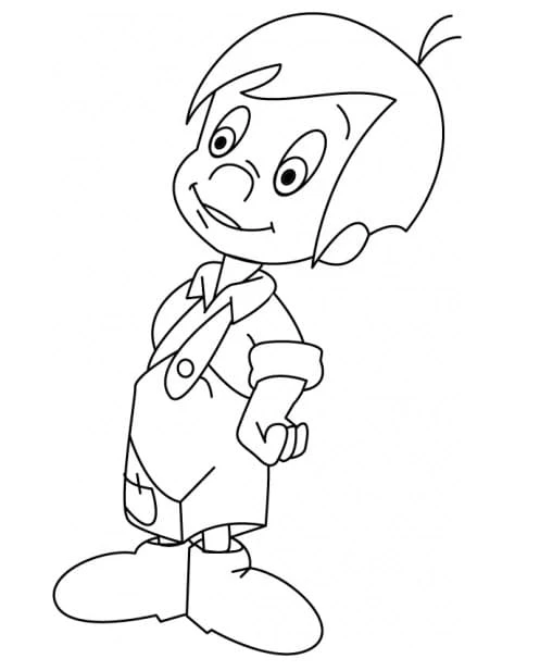 Dibujo de Marcelino de pie con las manos en la cintura para colorear
