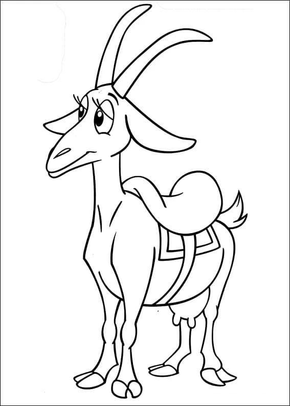 Dibujo de Marcelino cabra con silla de montar para colorear