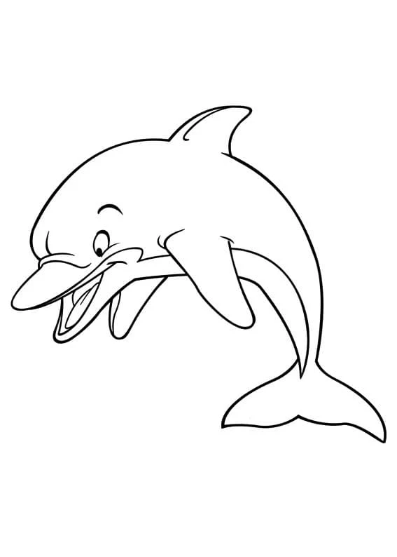 Dibujo de Delfín sonriente saltando para colorear