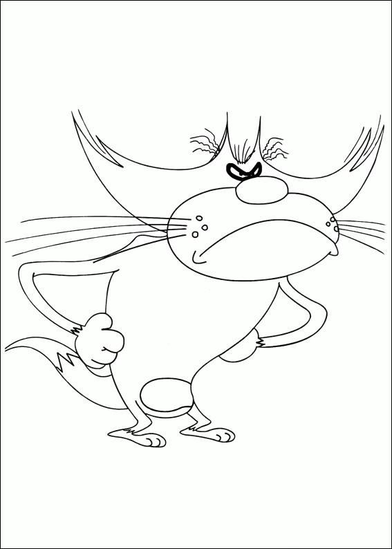 Dibujo de Oggy de pie con las manos en la cadera para colorear