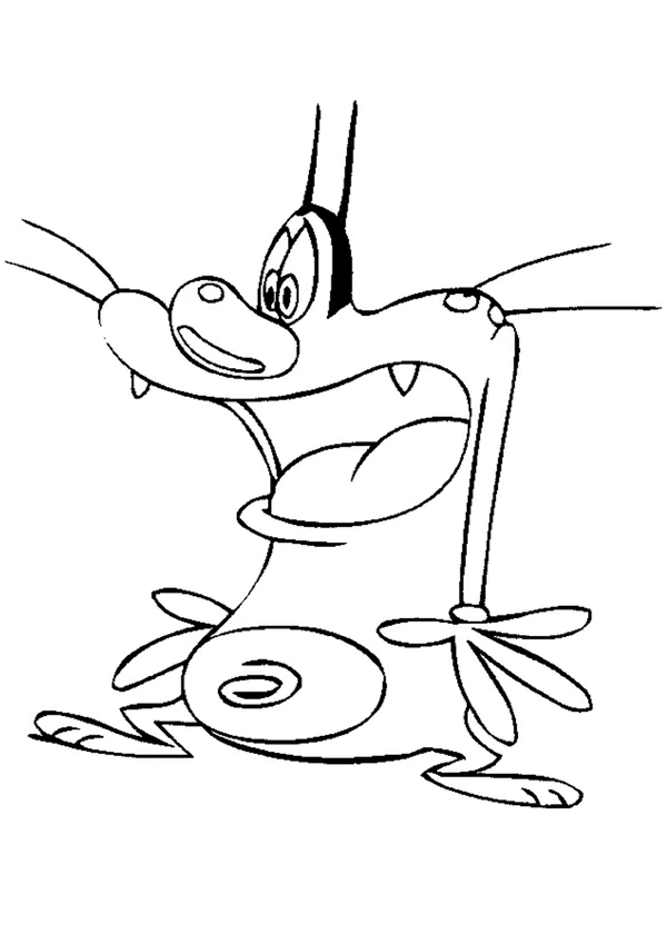 Dibujo de Oggy gritando con la boca bien abierta para colorear
