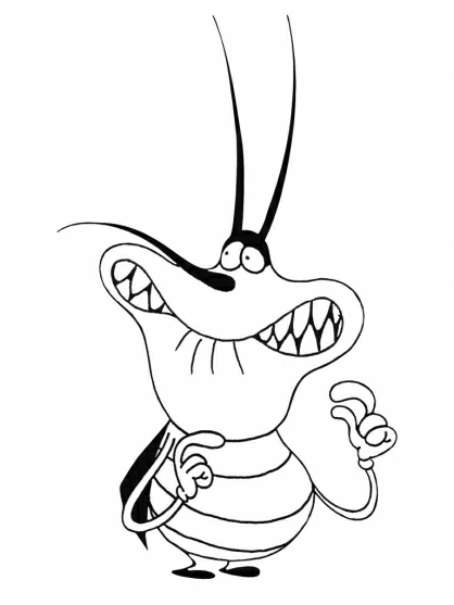 Dibujo de Cucaracha de Oggy y the Cockroaches sonriendo para colorear
