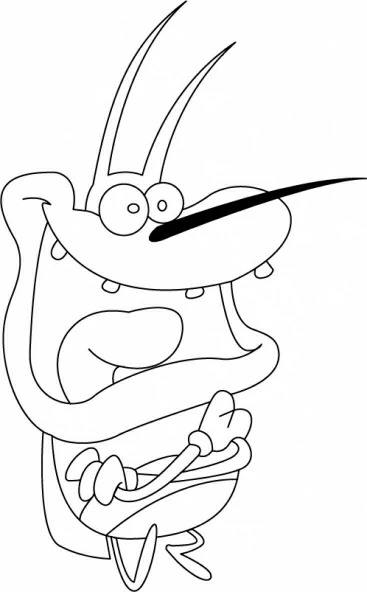 Dibujo de Oggy riendo con la boca bien abierta para colorear