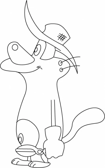 Dibujo de Oggy con un gran sombrero para colorear