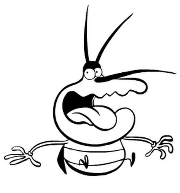 Dibujo de Cucaracha gritando con la lengua fuera para colorear Dibujo de Cucaracha gritando con la lengua fuera para colorear