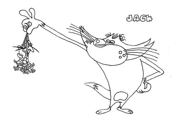Dibujo de Jack sosteniendo una cucaracha atrapada para colorear