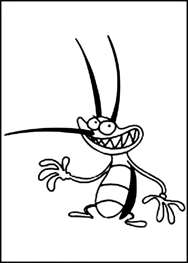 Dibujo de Cucaracha sonriente saludando con la mano para colorear
