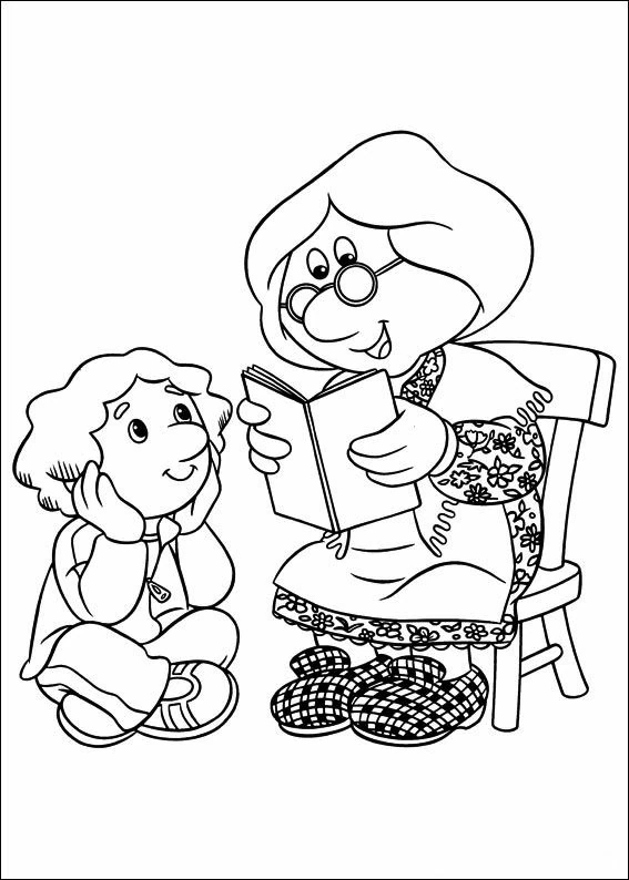 Dibujo de Abuela leyendo un cuento a un niño para colorear Dibujo de Abuela leyendo un cuento a un niño para colorear