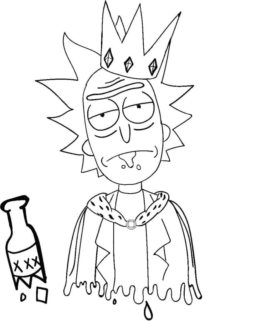 Dibujo de Rick Sanchez con corona para colorear