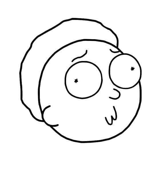 Dibujo de Rostro divertido de Morty para colorear Dibujo de Rostro divertido de Morty para colorear