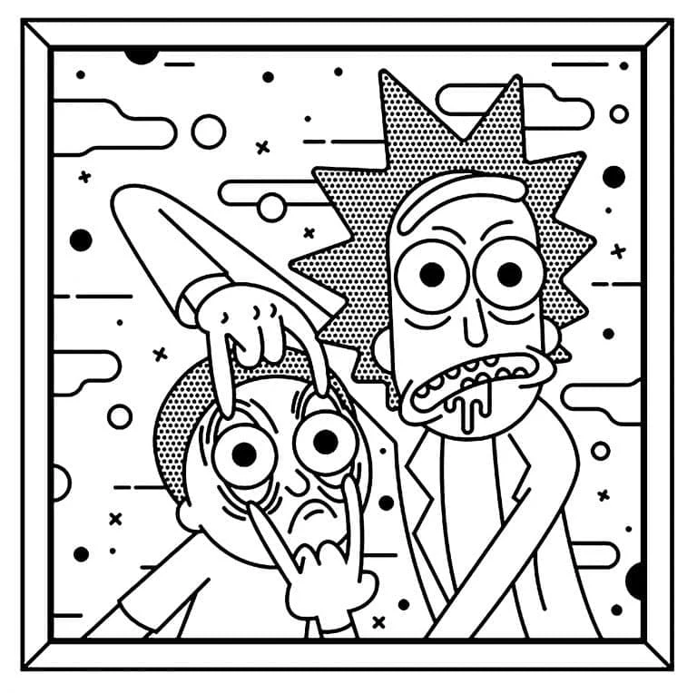 Dibujo de Rick y Morty caras exageradas para colorear Dibujo de Rick y Morty caras exageradas para colorear