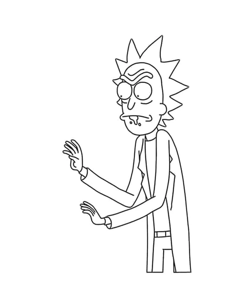 Dibujo de Rick Sanchez explicando con las manos para colorear