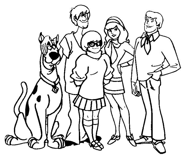Dibujo de Scooby Doo y toda la pandilla juntos para colorear