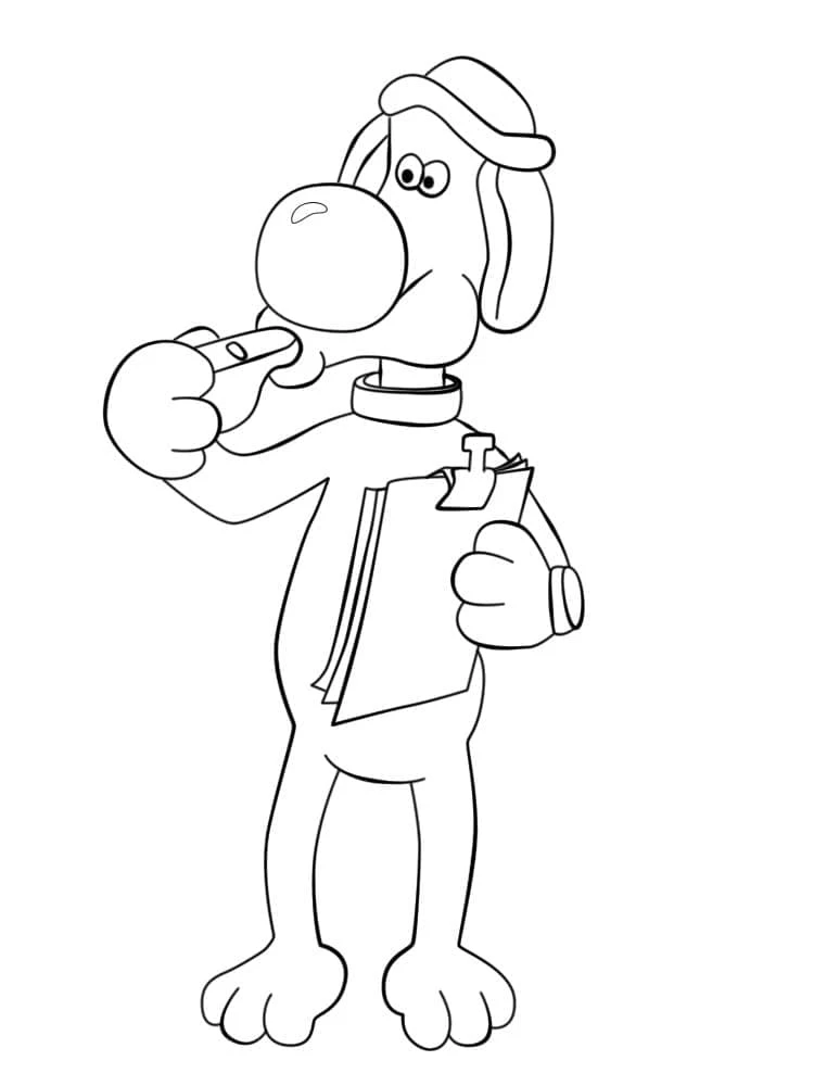 Dibujo de Bitzer la Oveja... perro de granja con una carpeta para colorear