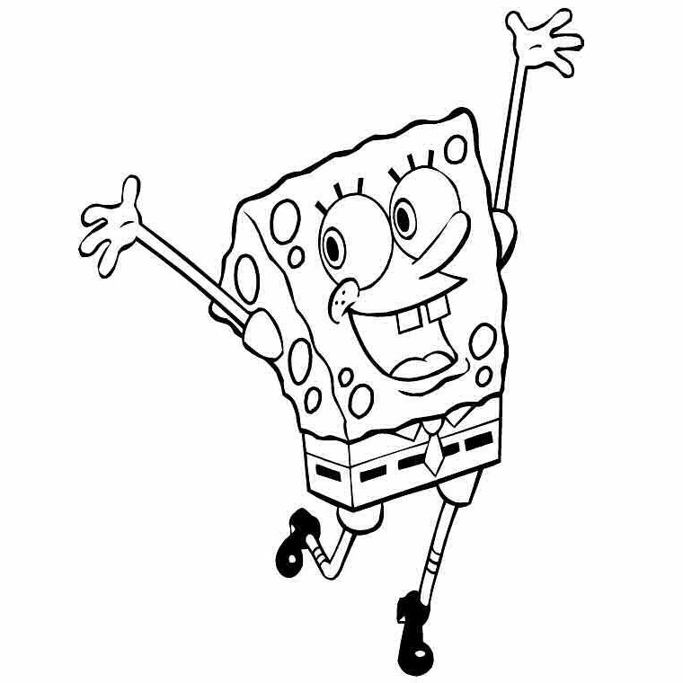 Dibujo de SpongeBob SquarePants saltando de alegría para colorear