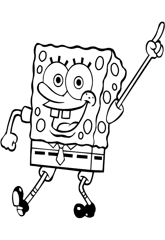 Dibujo de SpongeBob SquarePants bailando con el brazo levantado para colorear Dibujo de SpongeBob SquarePants bailando con el brazo levantado para colorear