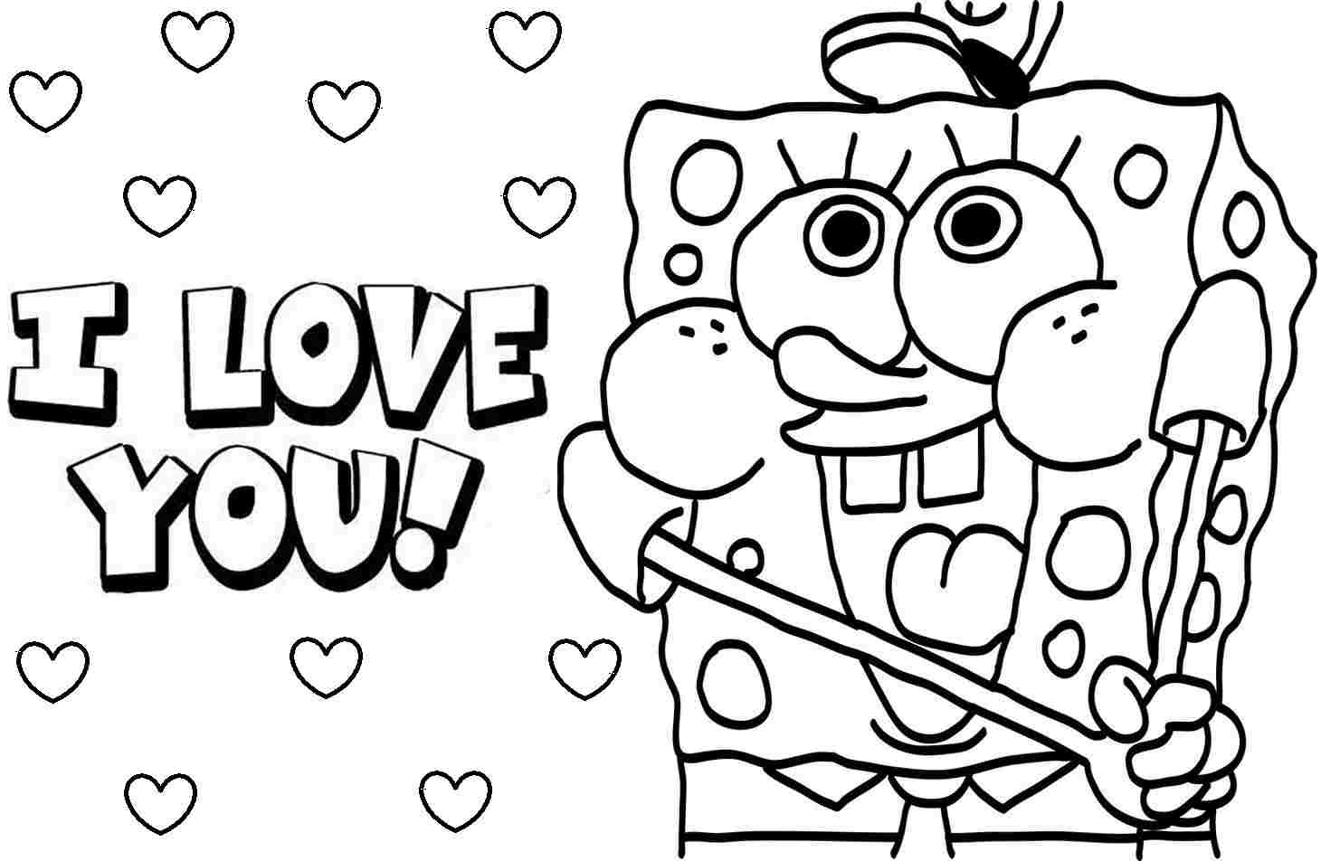 Dibujo de SpongeBob SquarePants sosteniendo una varita con corazón para colorear