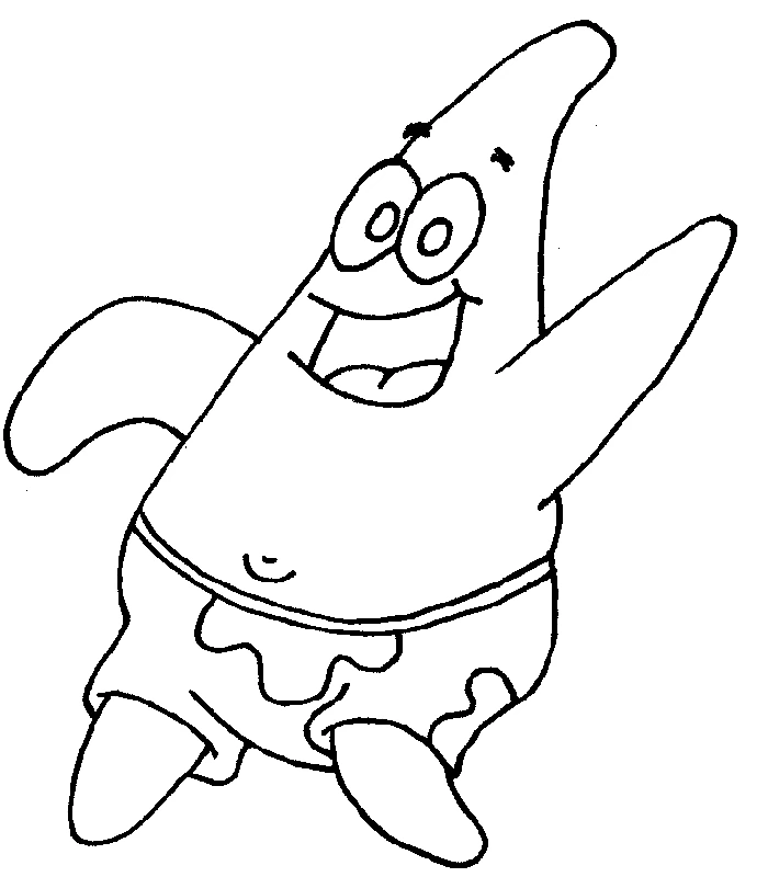Dibujo de Patricio Estrella saludando alegremente para colorear