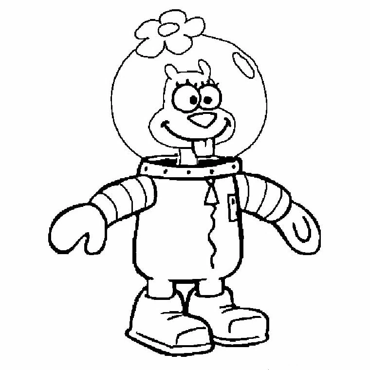 Dibujo de Sandy Cheeks con su traje espacial para colorear Dibujo de Sandy Cheeks con su traje espacial para colorear