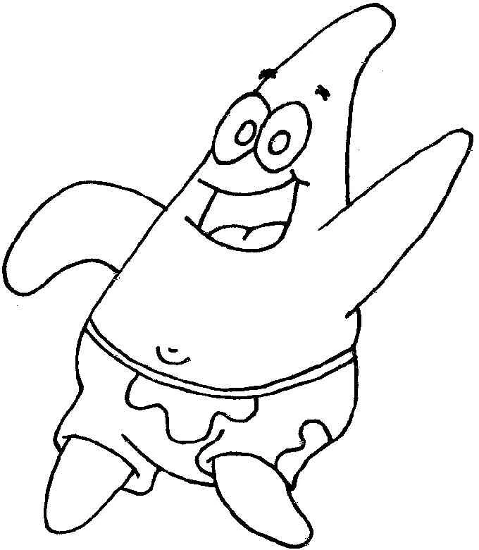 Dibujo de SpongeBob SquarePants personaje Patricio Estrella sonriente para colorear