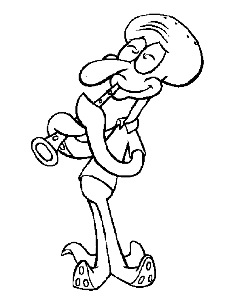 Dibujo de Calamardo Tentáculos caminando orgulloso para colorear Dibujo de Calamardo Tentáculos caminando orgulloso para colorear