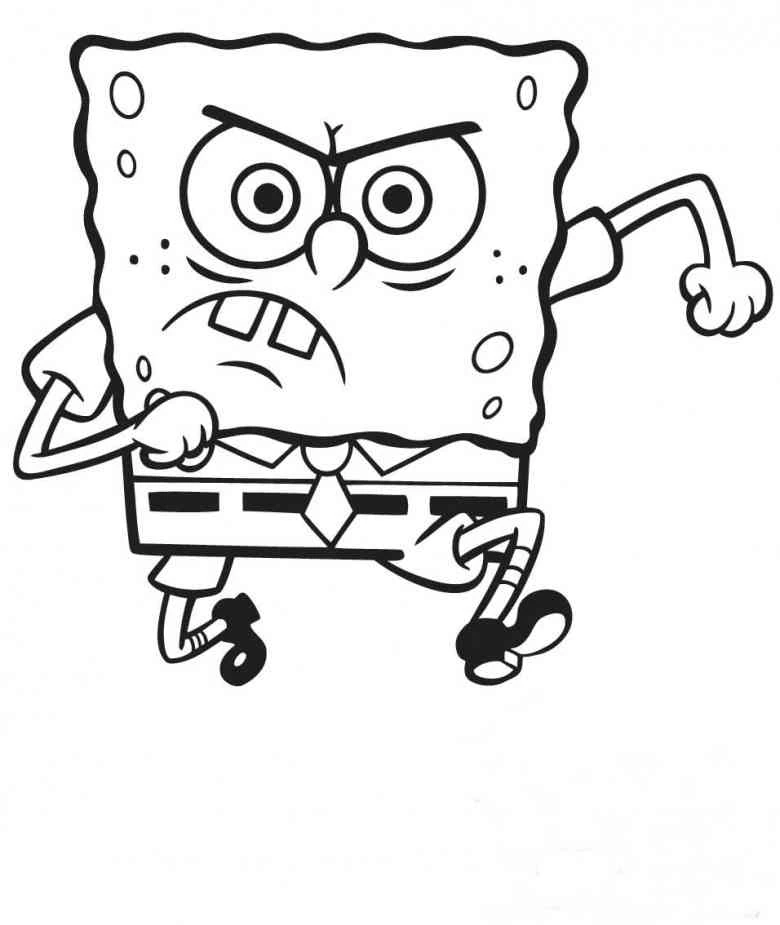 Dibujo de SpongeBob SquarePants enojado para colorear Dibujo de SpongeBob SquarePants enojado para colorear