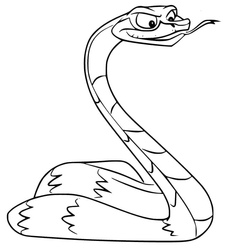 Dibujo de Serpiente erguida con cabeza girada de lado para colorear