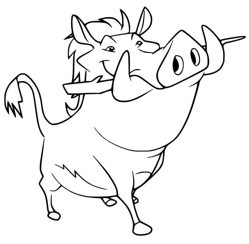 Dibujo de Pumbaa de pie con orgullo para colorear Dibujo de Pumbaa de pie con orgullo para colorear