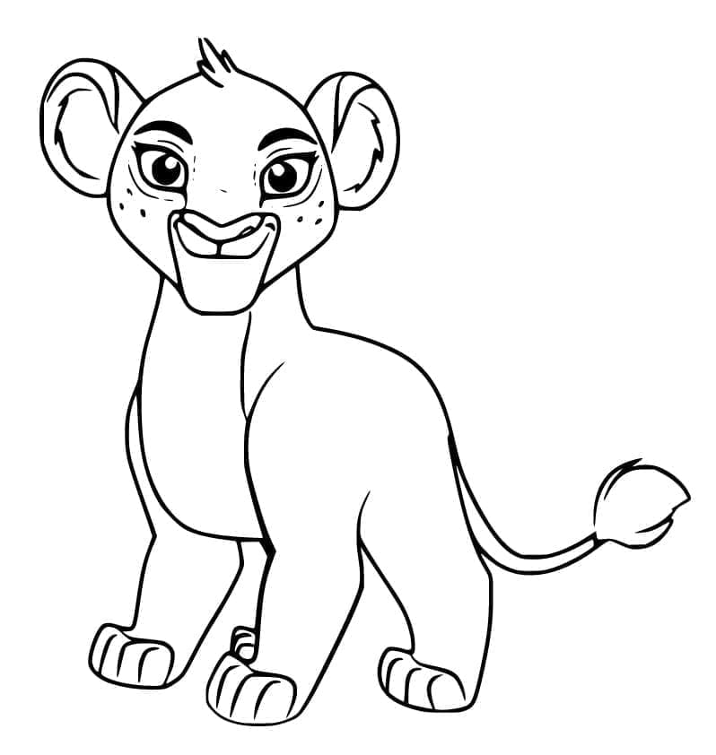 Dibujo de Tiifu la cría de leona sonriente para colorear