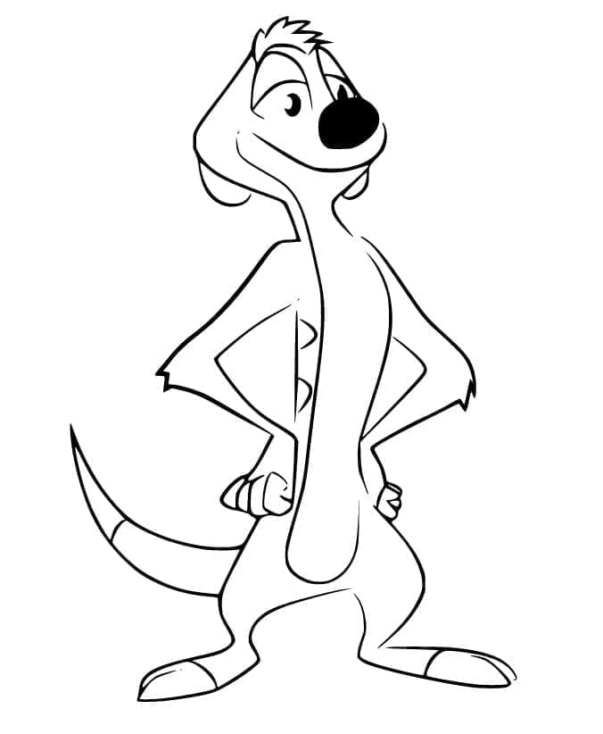 Dibujo de Timon de pie con las manos en la cintura para colorear