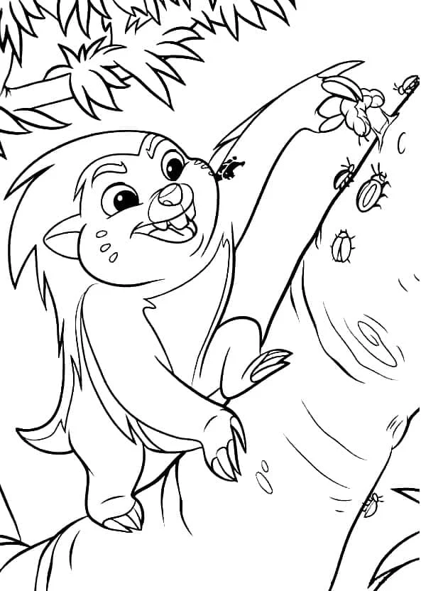 Dibujo de Bunga trepando por una rama para colorear Dibujo de Bunga trepando por una rama para colorear