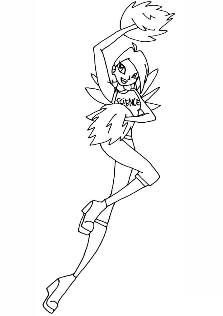 Dibujo de Tecna volando con alas de plumas para colorear Dibujo de Tecna volando con alas de plumas para colorear