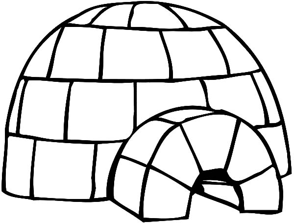 Dibujo de Iglú con túnel de entrada curvo para colorear Dibujo de Iglú con túnel de entrada curvo para colorear