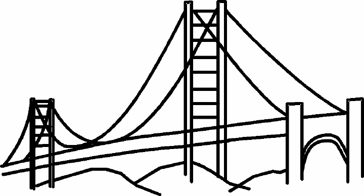 Dibujo de Puente colgante con torres entrecruzadas para colorear
