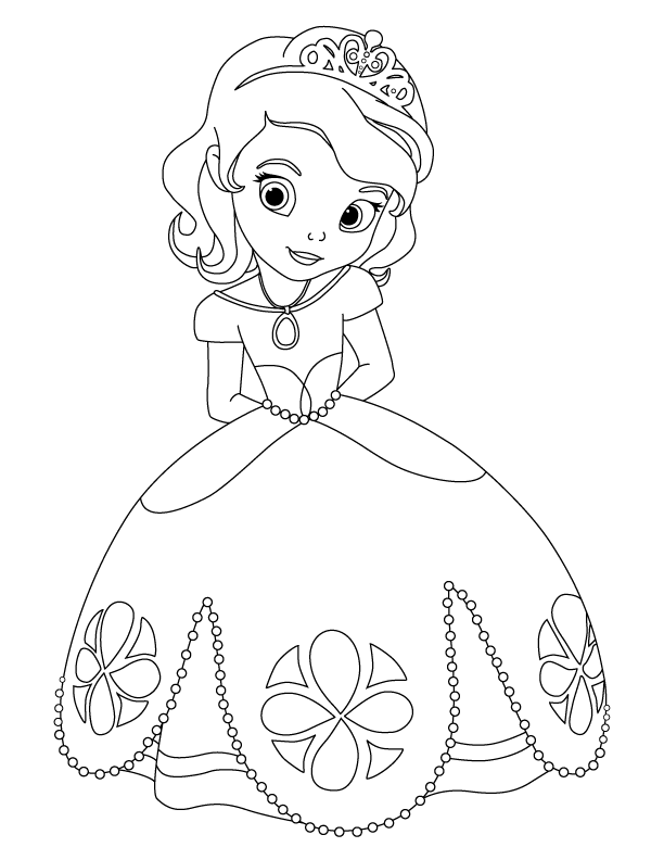 Dibujo de Sofia the First con su vestido de princesa para colorear Dibujo de Sofia the First con su vestido de princesa para colorear