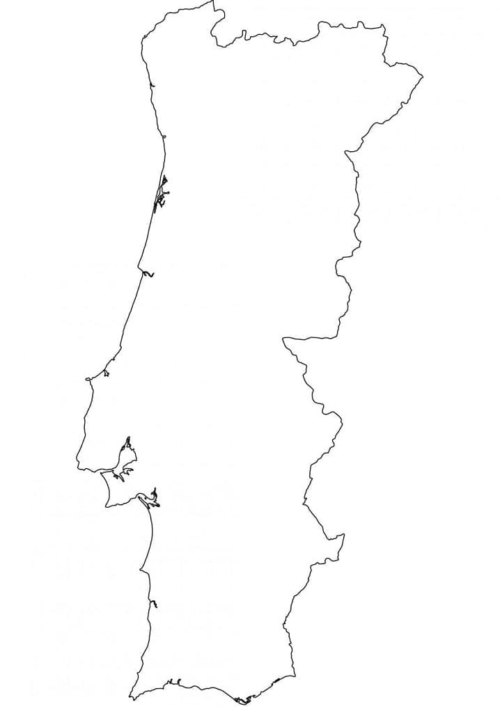 Dibujo de Mapa simple de Portugal para colorear